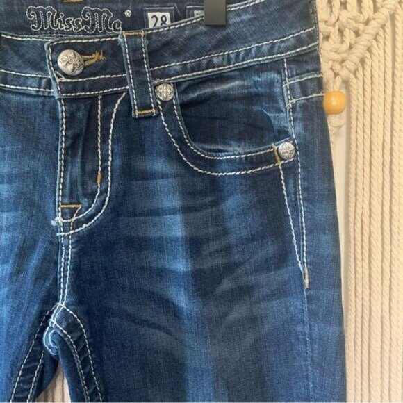 MISS ME Women’s Peace Sign Embellished JY5949BD Bootcut Jeans Size 28 - Picture 5 of 16